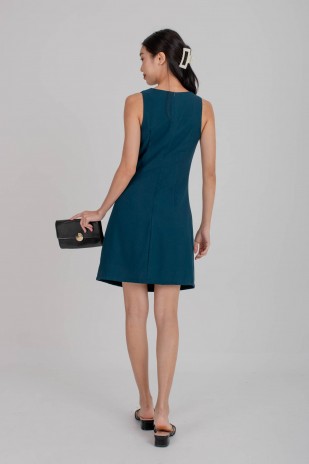 Joanne Ruched Racer Dress in Teal (MY)