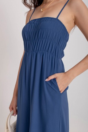 Sonnie Smocked Jumpsuit in Blue (MY)