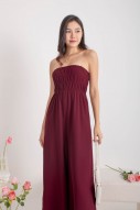 Sonnie Smocked Jumpsuit in Wine (MY)