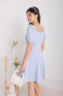 Sondrea Pleated Puff Dress in Blue (MY)