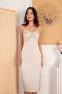 Fern Ruched Sweetheart Midi in Champagne (MY)