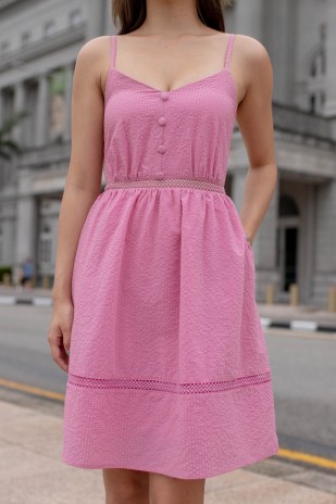 Cohall Textured V-Neck Dress in Pink (MY)