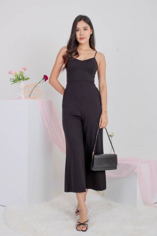 Kole Padded V-Neck Jumpsuit in Black (MY)