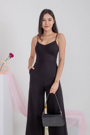 Kole Padded V-Neck Jumpsuit in Black (MY)