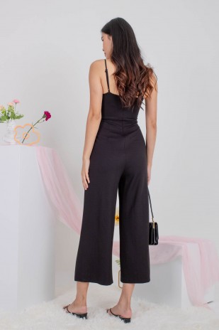 Kole Padded V-Neck Jumpsuit in Black (MY)