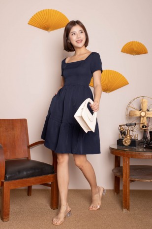 Brigetta Tiered Dress in Navy (MY)