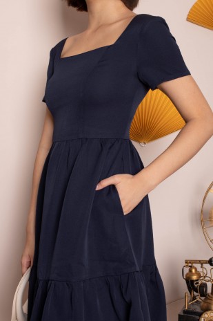 Brigetta Tiered Dress in Navy (MY)