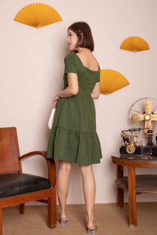 Brigetta Tiered Dress in Olive (MY)