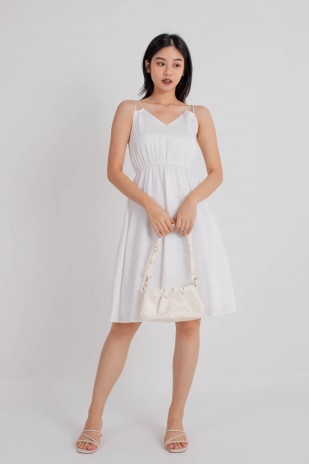 Velya V-Neck Flare Dress in White (MY)