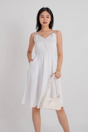 Velya V-Neck Flare Dress in White (MY)