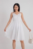 Velya V-Neck Flare Dress in White (MY)