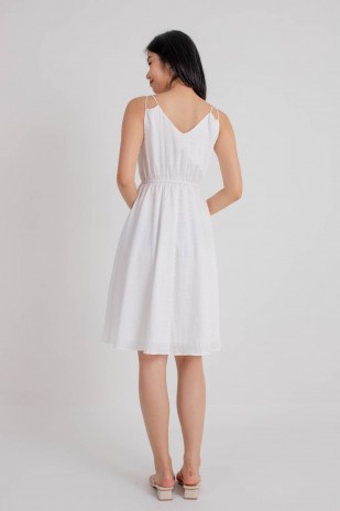 Velya V-Neck Flare Dress in White (MY)