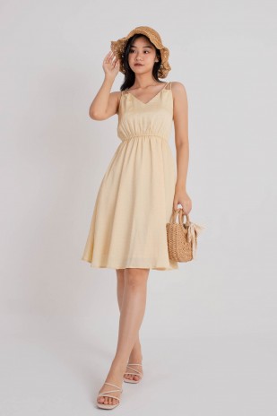 Velya V-Neck Flare Dress in Yellow (MY)