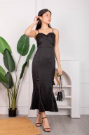 Joann Ruched Mermaid Dress in Black (MY)