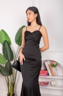 Joann Ruched Mermaid Dress in Black (MY)