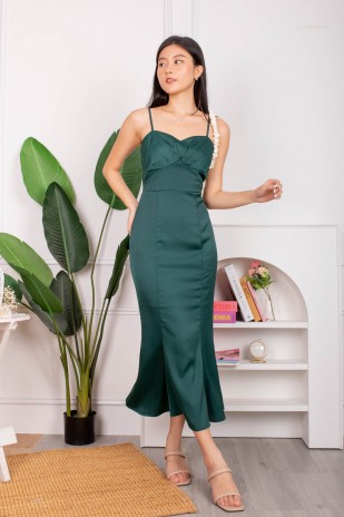 Joann Ruched Mermaid Dress in Emerald (MY)