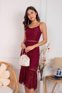 Maey Mermaid Lace Midi in Wine (MY)