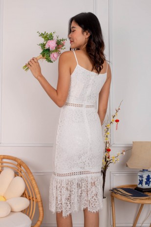 Maey Mermaid Lace Midi in White (MY)