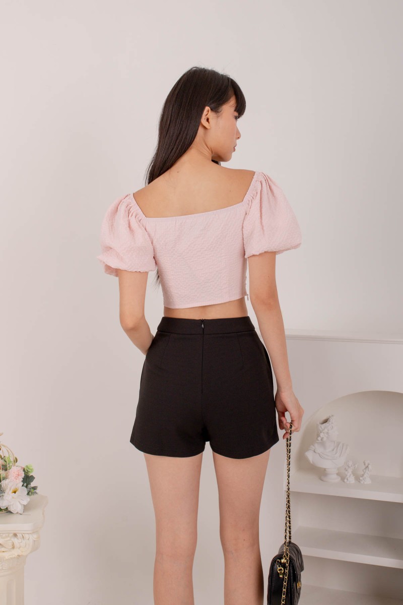 RESTOCK: Esme Textured Puff Sleeve Top in Pink