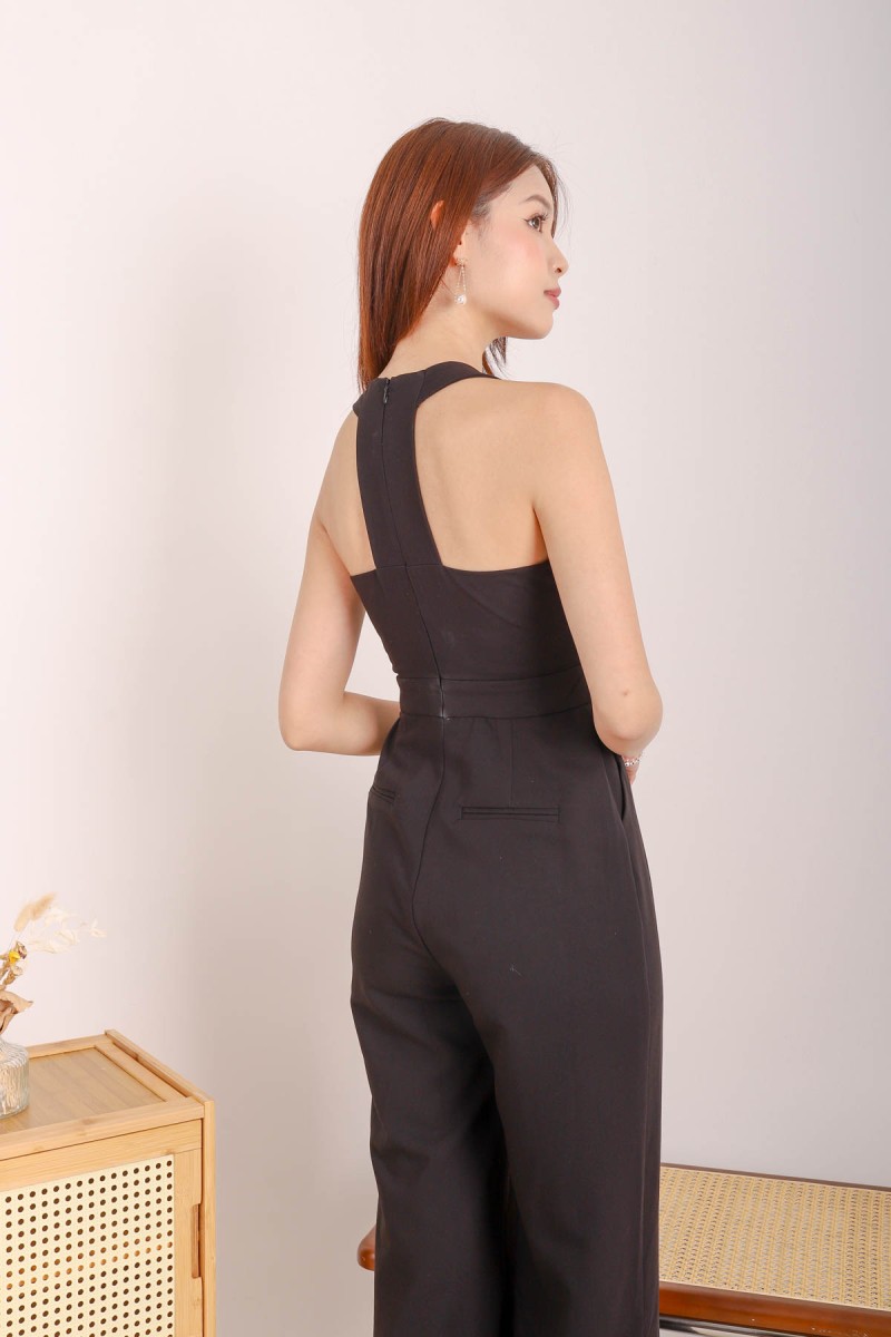 Ember Button Jumpsuit in Black