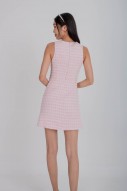 BACKORDERS: Siobhan Button Tweed Mini Dress in Pink