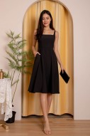 BACKORDERS6: Chasie Square-Neck Swing Dress in Black