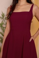 BACKORDERS6: Chasie Square-Neck Swing Dress in Wine