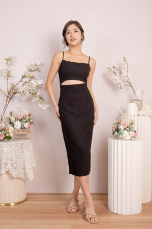 RESTOCK: Alliyah Front Cut-Out Dress in Black
