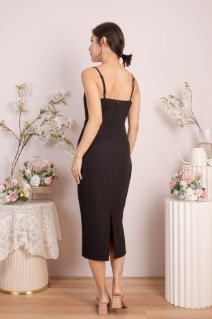 RESTOCK: Alliyah Front Cut-Out Dress in Black