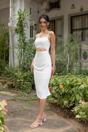 RESTOCK: Alliyah Front Cut-Out Dress in White