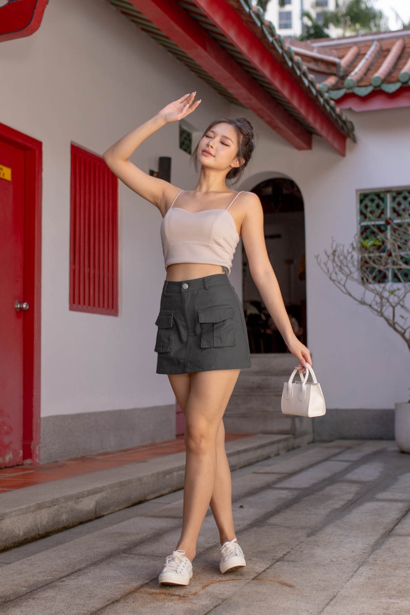 RESTOCK2: Elly Cargo Skort in Gunmetal