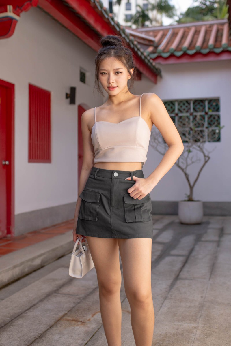 RESTOCK2: Elly Cargo Skort in Gunmetal