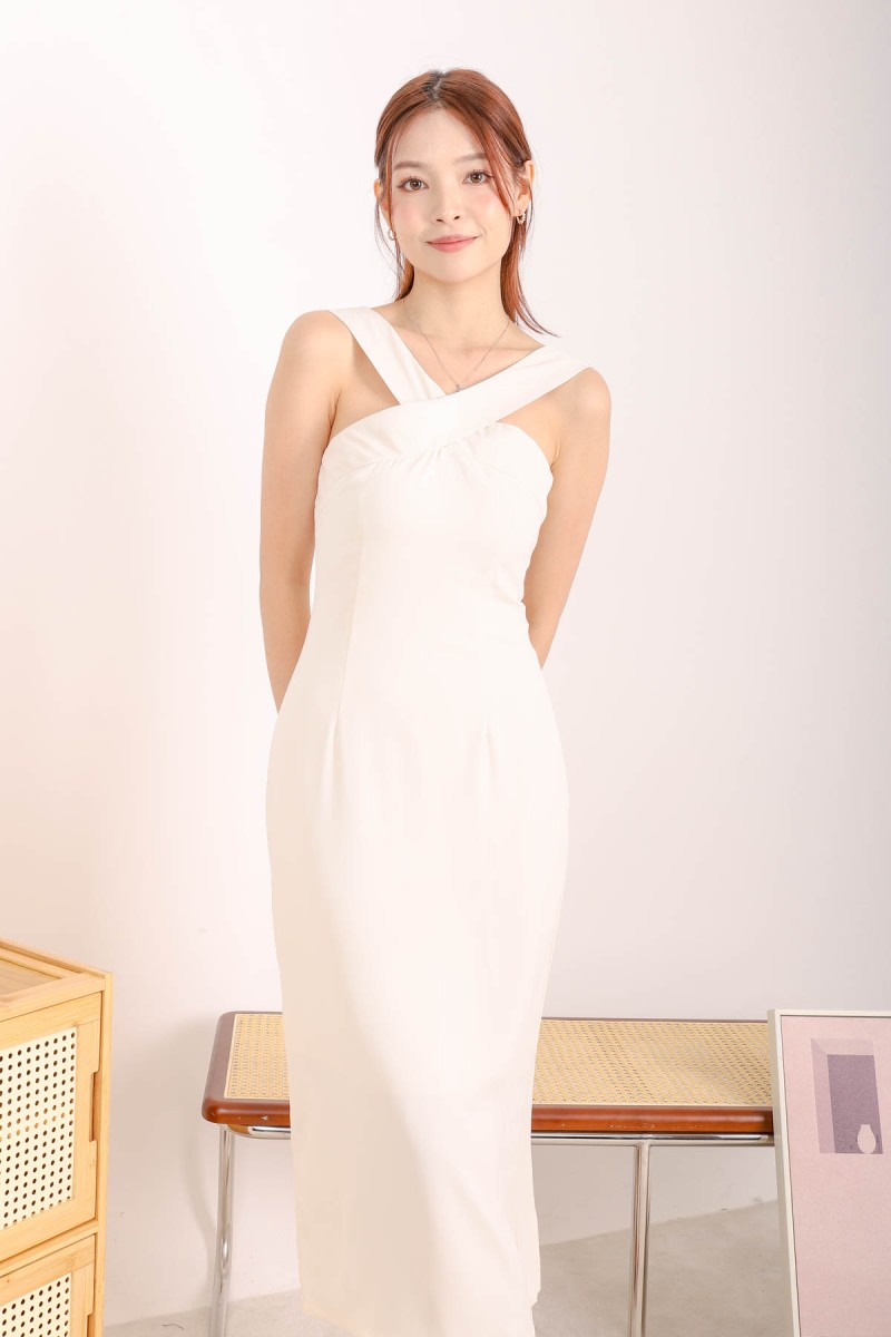 Laith Slit Sheath Dress in Cream