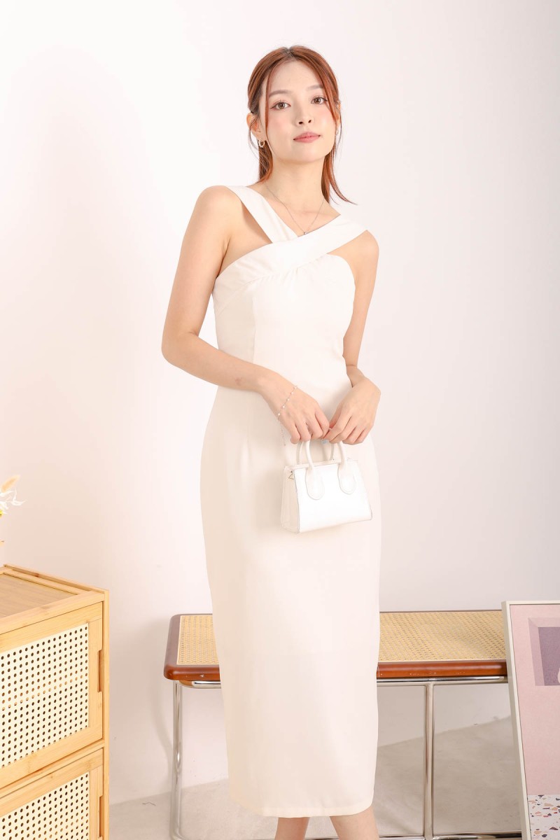 Laith Slit Sheath Dress in Cream