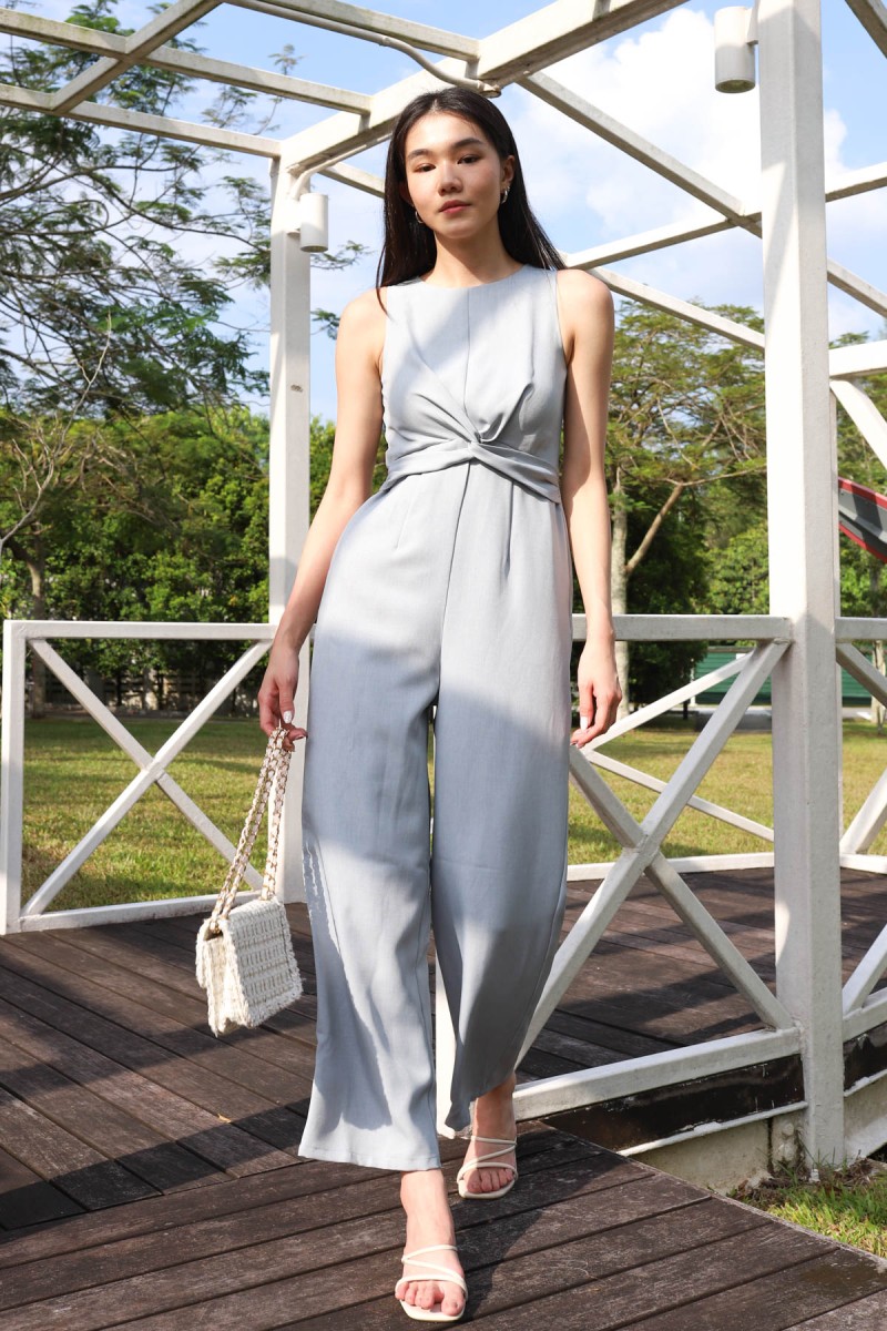 Milia Twist Knot Jumpsuit in Blue