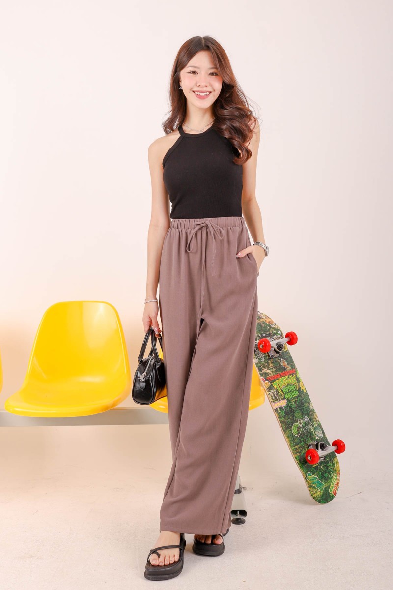 Evie Wide Leg Pants in Mocha