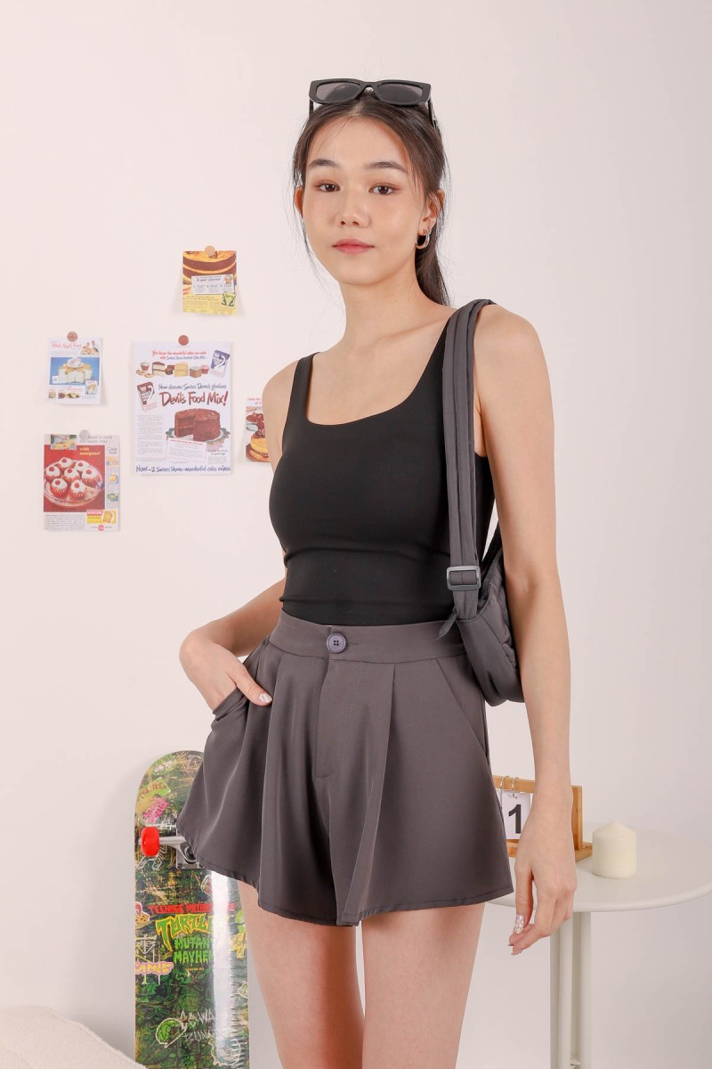 RESTOCK4: Icon Square Neck Padded Top in Black