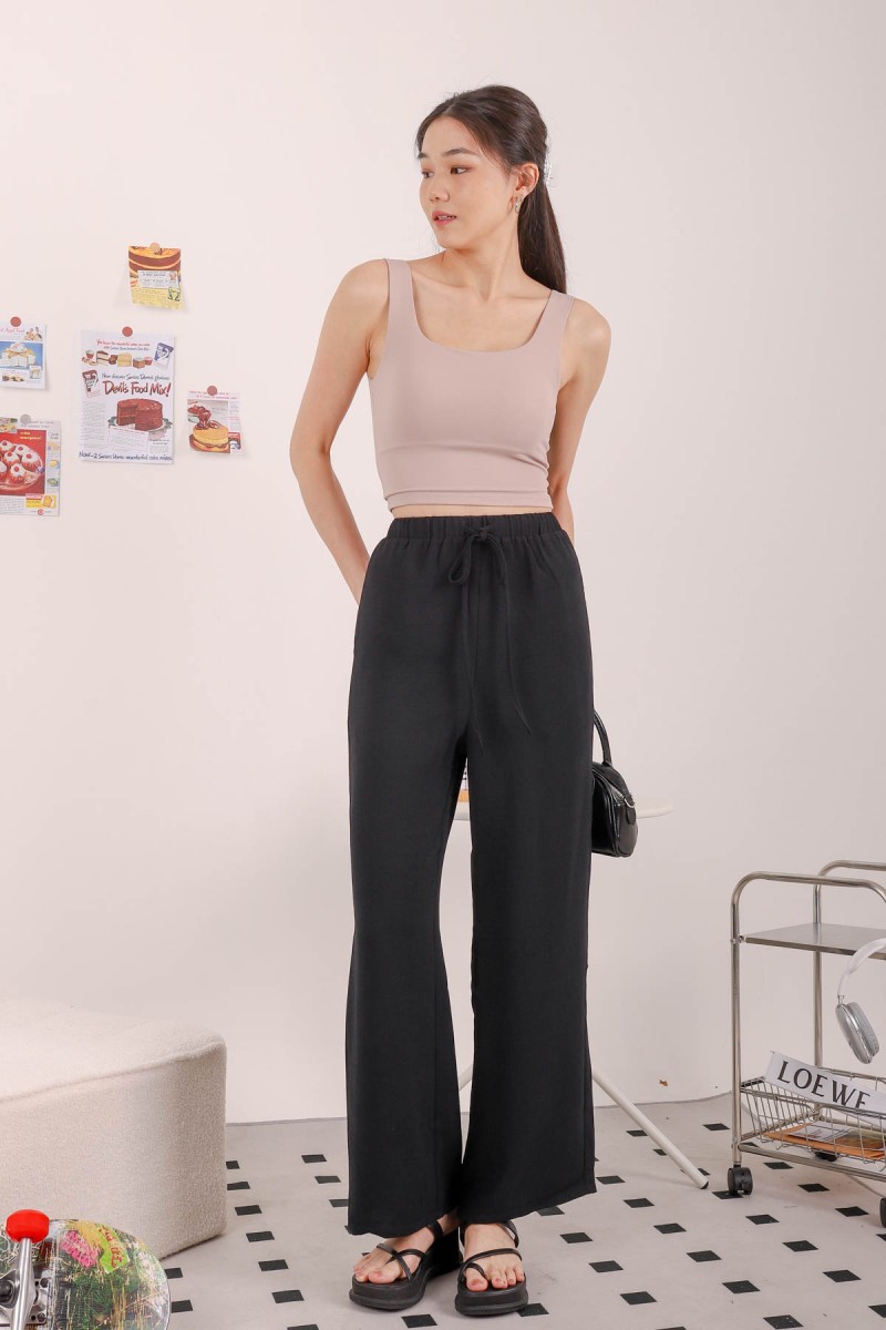 RESTOCK4: Icon Square Neck Padded Top in Dark Taupe