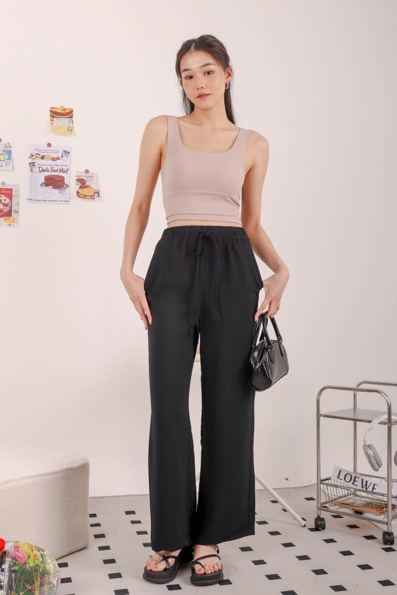 RESTOCK4: Icon Square Neck Padded Top in Dark Taupe