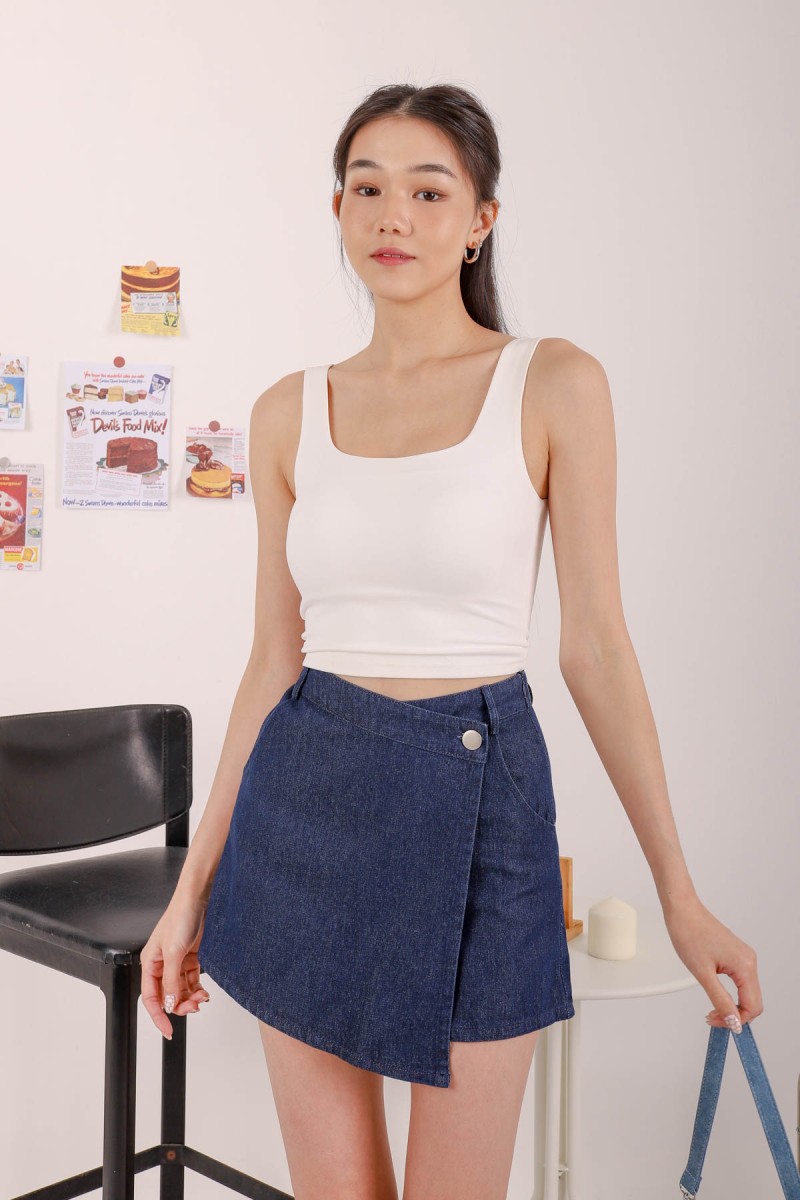 RESTOCK4: Icon Square Neck Padded Top in White