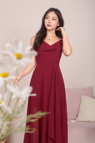 BACKORDERS7: Zoie Cowl Maxi Dress in Wine Red