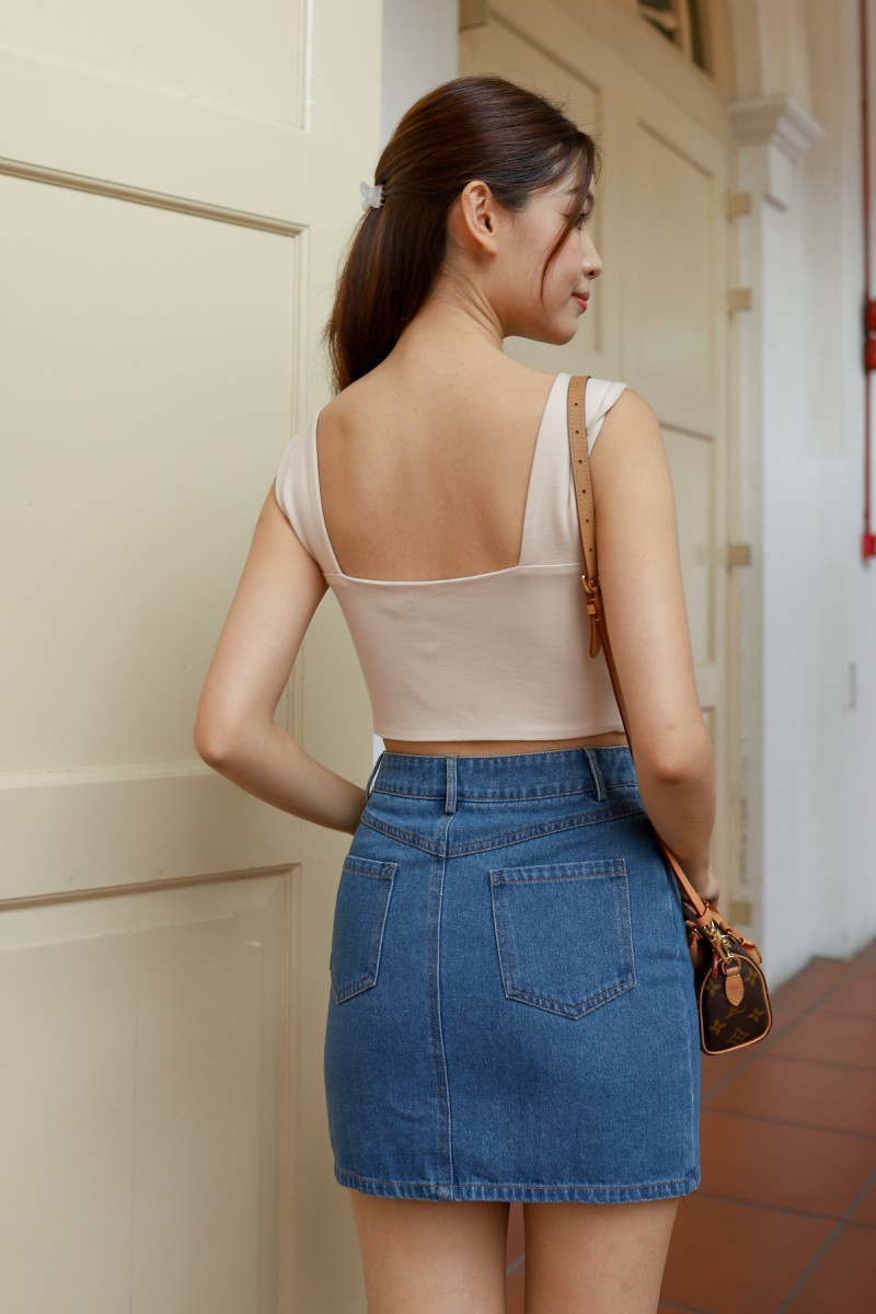 Alex Denim Skirt in Dark Denim