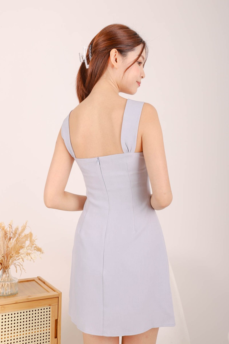 Aisha Ribbon Front Dress in Baby Blue