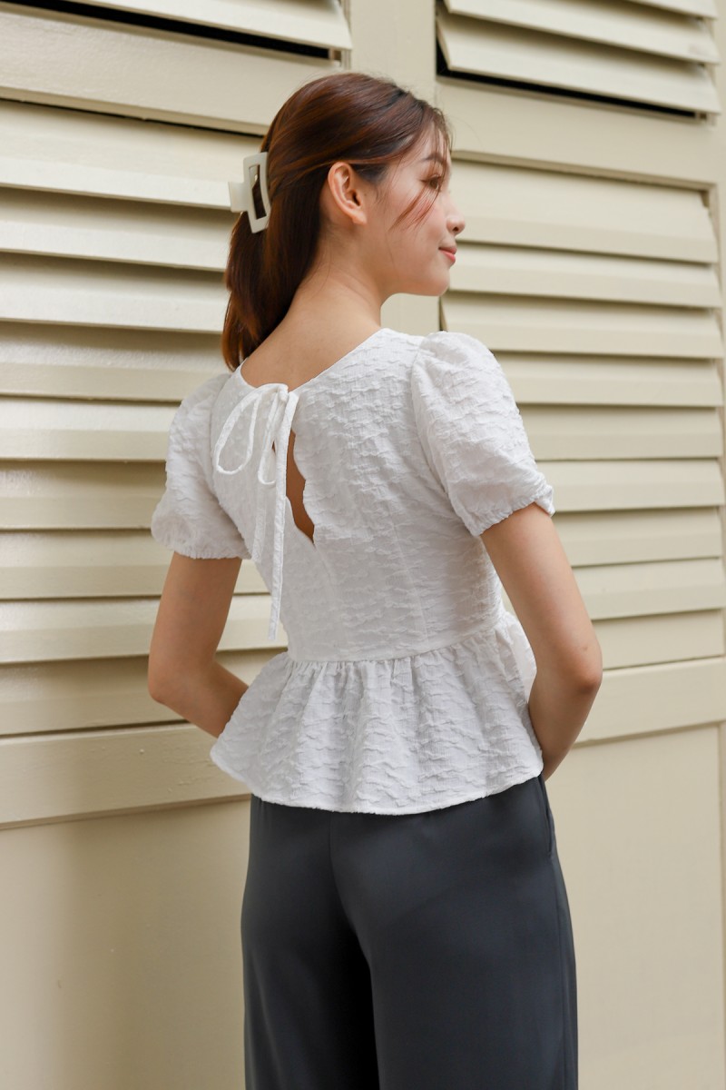 Kika Peplum Top in White