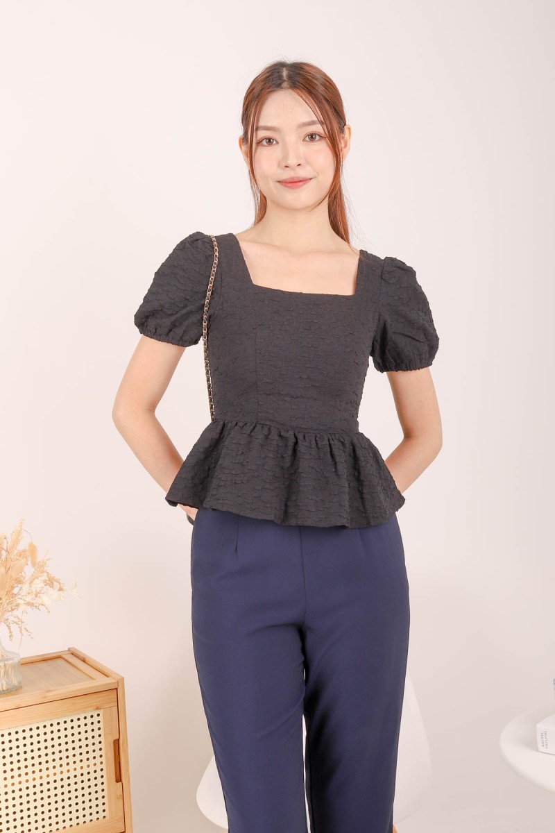 Kika Peplum Top in Black