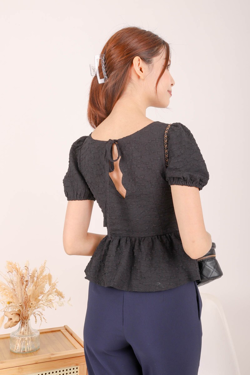 Kika Peplum Top in Black