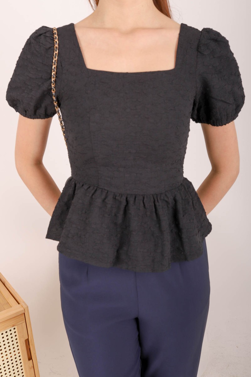 Kika Peplum Top in Black