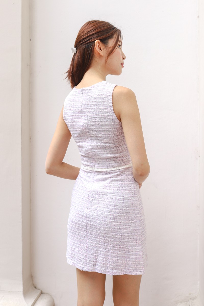 May Tweed Mini Dress in Lilac