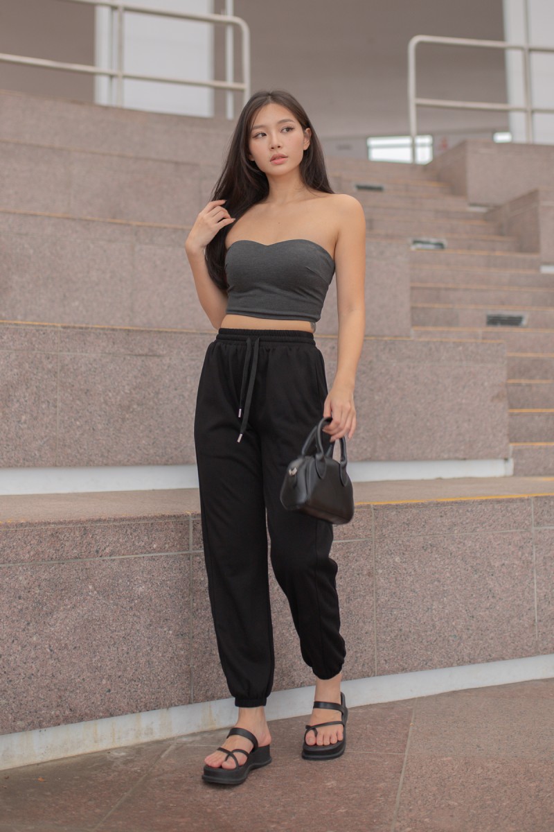 RESTOCK: Agile Sweetheart Padded Tube Top in Gunmetal