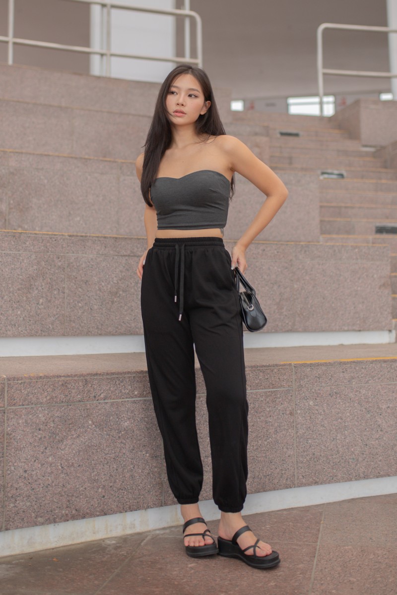 RESTOCK: Agile Sweetheart Padded Tube Top in Gunmetal